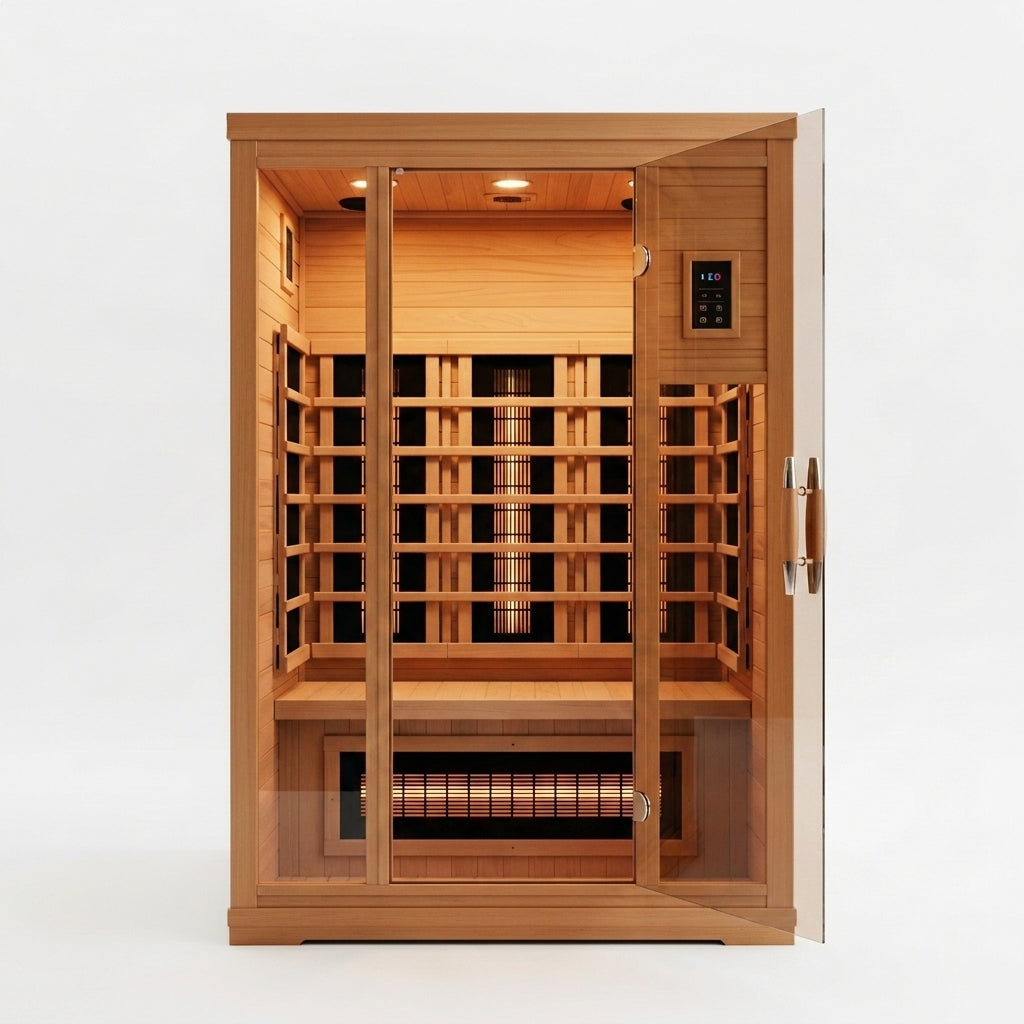 SaunaPremium Lumen 2 indoor infrared sauna — interior view