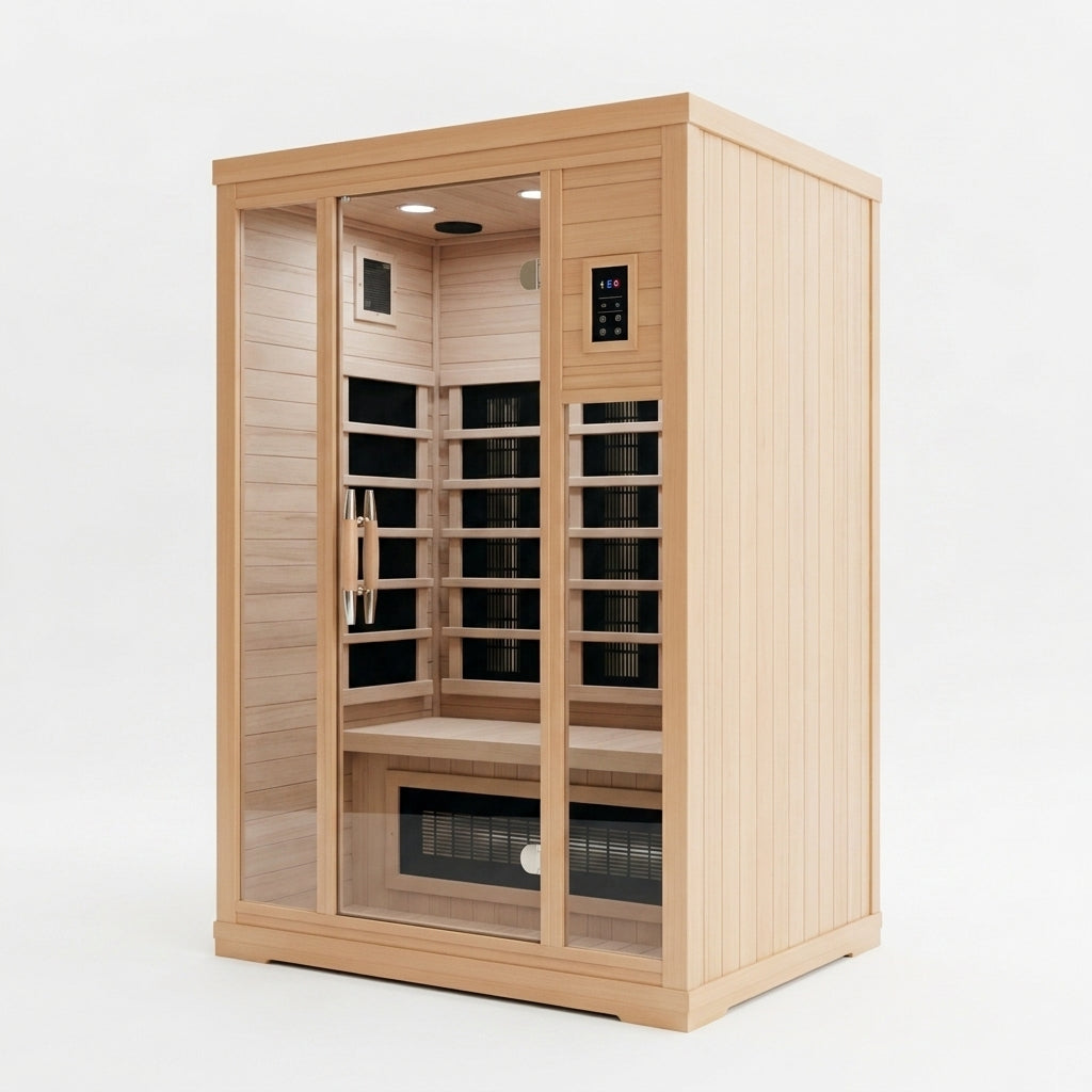 SaunaPremium Lumen 2 indoor infrared sauna — side view